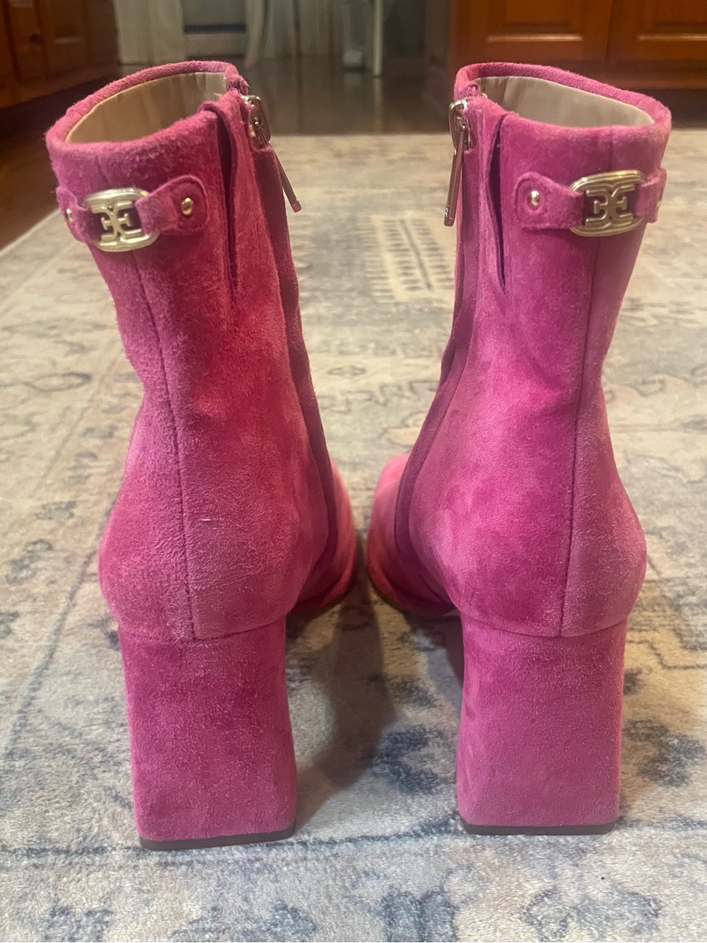Sam Edelman Irie Women's Suede Ankle Boots in Fuchsia Pink - Picture 3 of 9